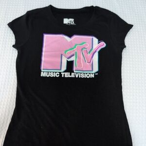 MTV Black and Pink Logo Women's Top
